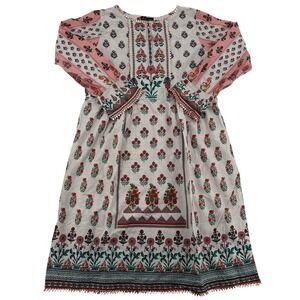 J. Pret Traditional Pakistan Floral Print Festival Play Tunic Kurti Dress Xlarge